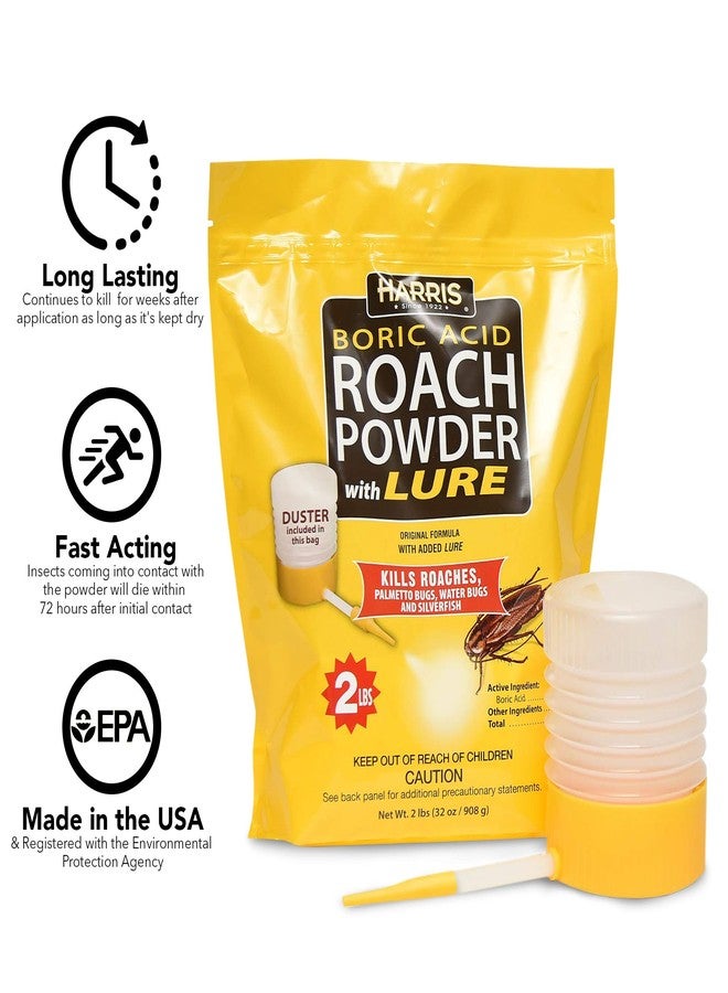Harris Boric Acid Roach and Silverfish Killer Powder w/Lure, Powder Duster Included in The Bag (32oz) - Image 3